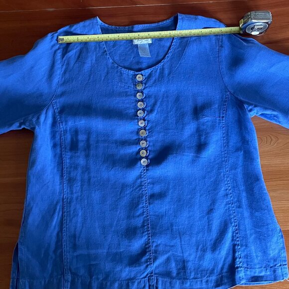 Women's 100% Linen Lilac 3/4 Sleeve Pullover Top (S) - Picture 7 of 12